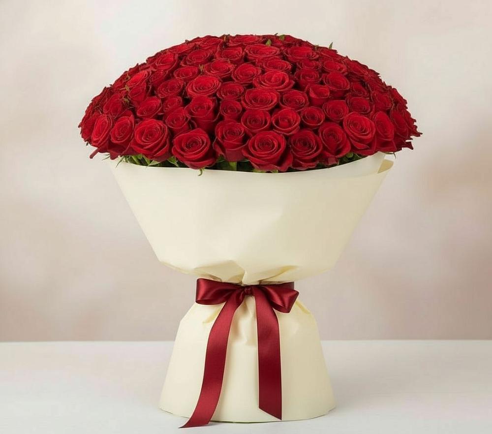 Букет 101 Красная роза Милано в Кахуне