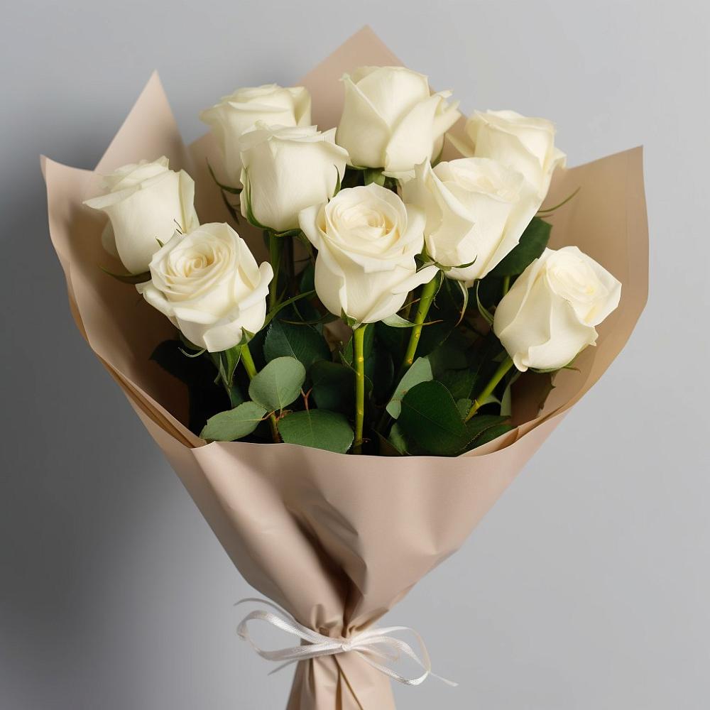 Букет 9 Белых роз Эдлесс Лав в Кахуне