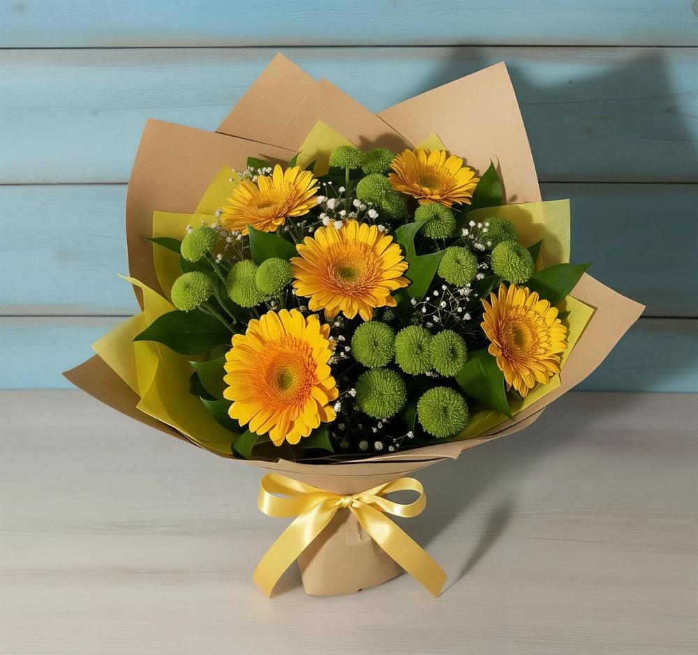 Букет цветов из: Герберы и Хризантемы в Кахуне