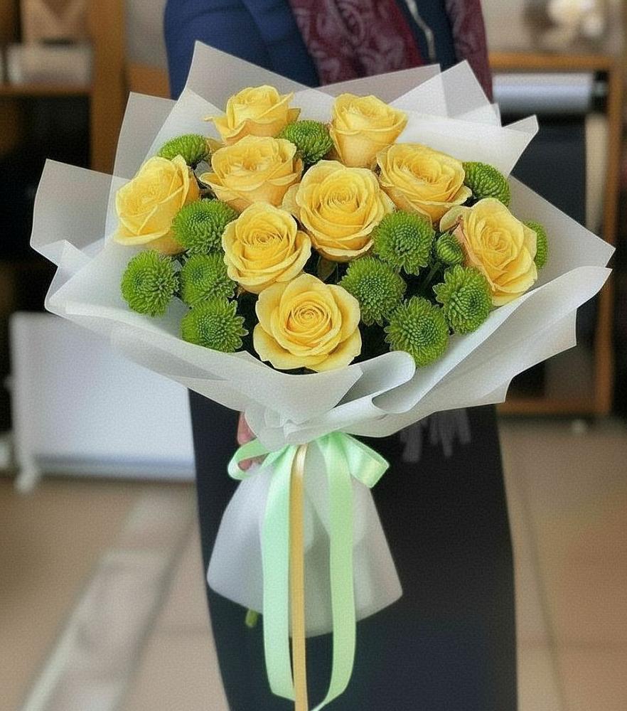 Букет цветов из: Хризантемы и Розы в Кахуне