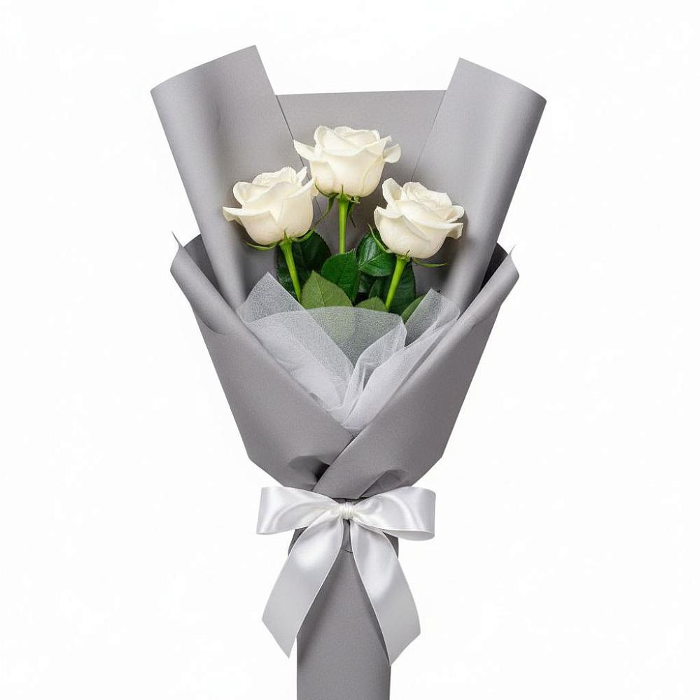 Букет 3 белые розы в Кахуне